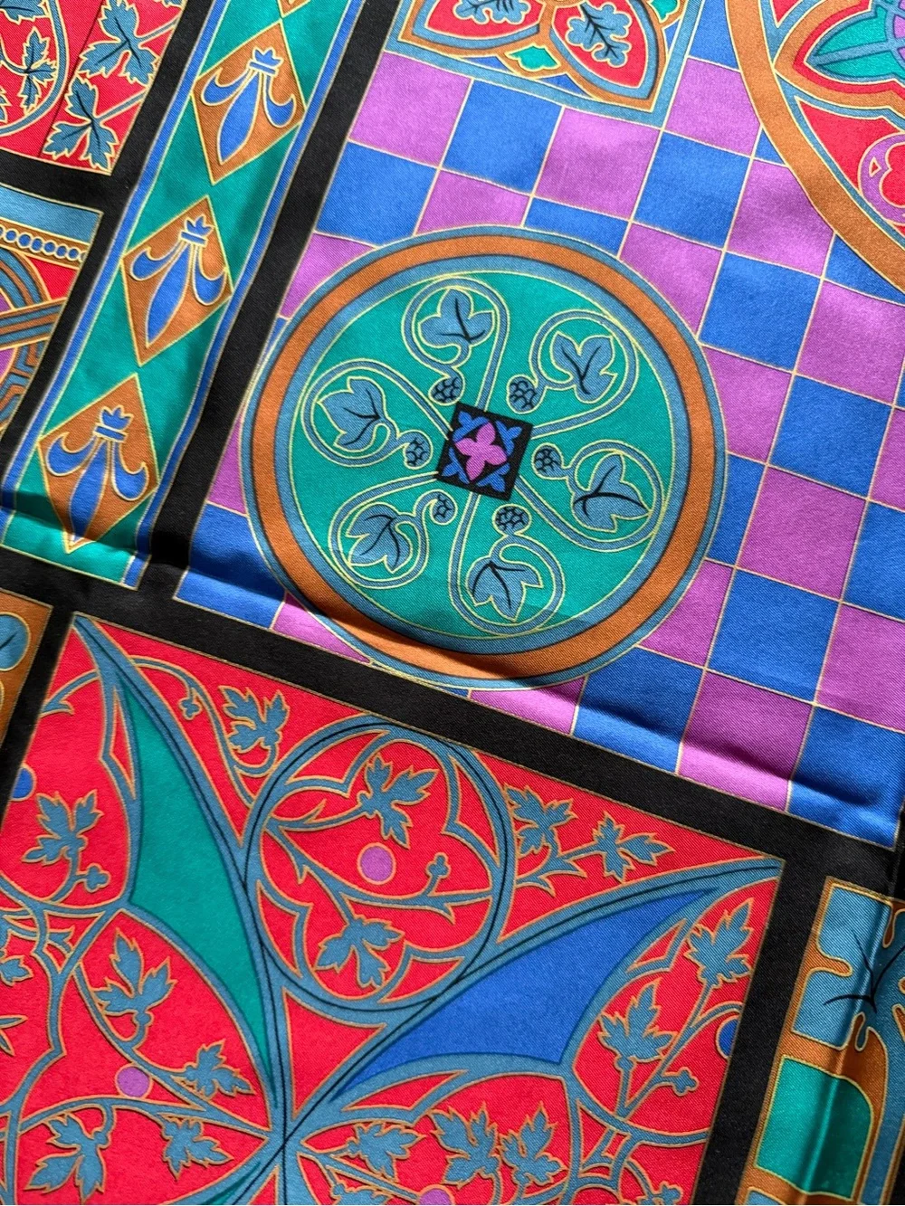 Museum Fine Arts Boston Byzantine Mosaic Pattern Hand Rolled Silk Scarf Sqr 34”